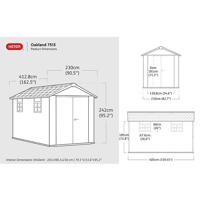 Пластиковый сарай Keter Oakland 7513 (Oakland 759 + пристройка) 