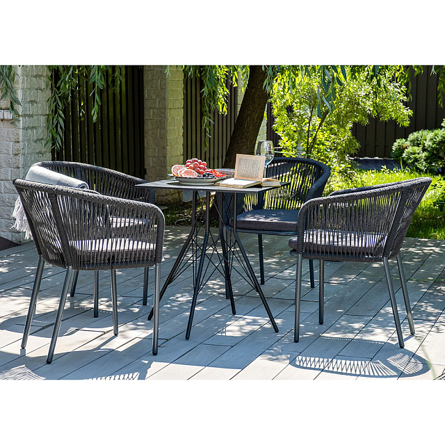 Обеденная группа 4SIS Форли на 4 персоны с квадратным столом Цвет: серый гранит 