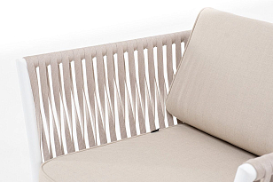 Кресло 4SIS Касабланка, каркас белый муар, роуп бежевый, ткань бежевая для дачи Кресло 4SIS Касабланка, каркас белый муар, роуп бежевый, ткань бежевая, садовая мебель