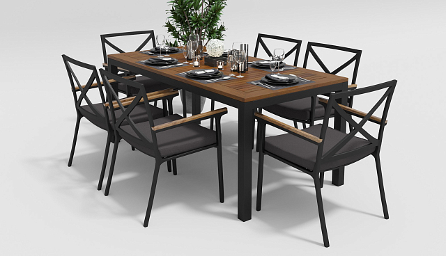 Обеденная зона Gardenini Bella Carbon Calma 180 Цвет: Антрацит 