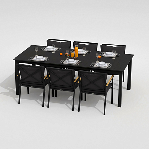 Обеденная группа Ideal Patio Dolla Festa Plus 220 Цвет: карбон, антрацит, садовая мебель