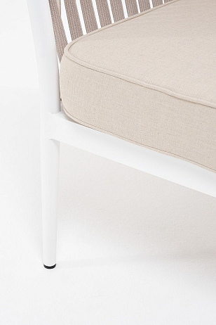 Кресло 4SIS Касабланка, каркас белый муар, роуп бежевый, ткань бежевая для дачи Кресло 4SIS Касабланка, каркас белый муар, роуп бежевый, ткань бежевая, садовая мебель