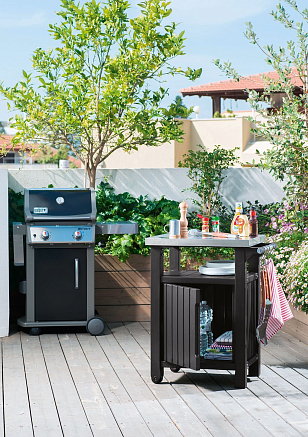 Столик для барбекю Keter Unity L коричневый для дачи Столик для барбекю Keter Unity L коричневый, садовая мебель