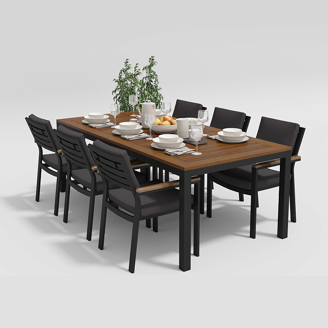 Обеденная зона Gardenini Bella 220 Карбон / Антрацит 