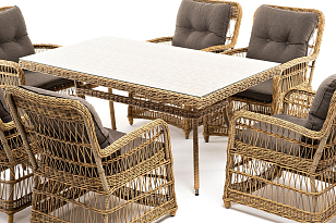 Обеденная группа 4SIS Цесена Цвет: соломенный для дачи Обеденная группа 4SIS Цесена Цвет: соломенный, садовая мебель