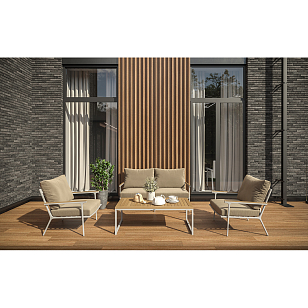 Лаунж зона Gardenini Premium Calma Белый / Бежевый для дачи Лаунж зона Gardenini Premium Calma Белый / Бежевый, садовая мебель