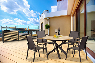 Модульная летняя кухня Brafab Bellac прямая с ручками из тика для приготовления пищи Модульная летняя кухня Brafab Bellac прямая с ручками из тика для сада