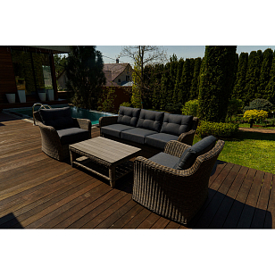 Лаунж зона Lite Venezia (3-местный диван, кофейный столик, 2 кресла) Цвет: коричневый, садовая мебель