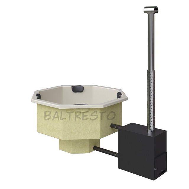 Купель с печкой террасная Baltresto Octa Terras 1.8 х 1.8 м белая 