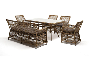 Обеденная группа 4SIS Катания на 6 персон , цвет соломенный, садовая мебель