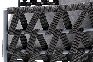 Кресло из роупа 4SIS Диего, каркас темно-серый муар, роуп темно-серый, ткань темно-серая 027, садовая мебель