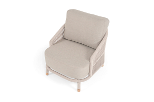 Кресло 4SIS Верона, каркас белый муар, роуп бежевый, ткань бежевая, садовая мебель