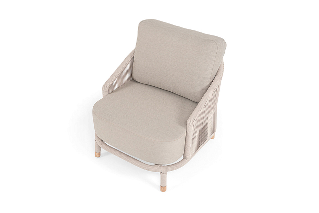 Кресло 4SIS Верона, каркас белый муар, роуп бежевый, ткань бежевая 