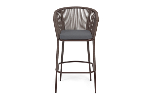 Стул барный 4SIS Марсель, каркас темно-серый муар, роуп коричневый, ткань темно-серая, садовая мебель