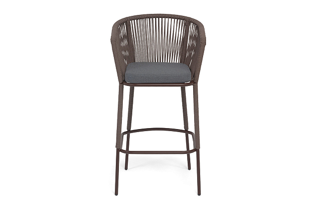 Стул барный 4SIS Марсель, каркас темно-серый муар, роуп коричневый, ткань темно-серая 