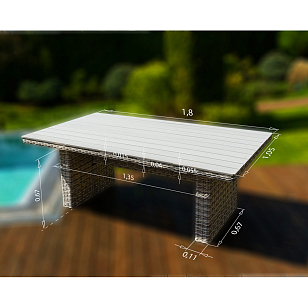 Лаунж стол Lite Venezia 180 серый, садовая мебель