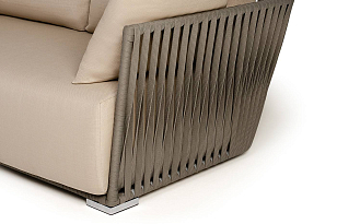 Диван 4SIS двухместный Форли, светло-серый муар, роуп серо-коричневый, ткань Mossle бежевая, садовая мебель