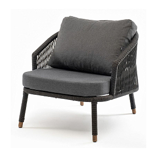 Кресло 4SIS Мадрид, каркас алюминий темно-серый муар, роуп темно-серый, ткань темно-серая 027 для дачи Кресло 4SIS Мадрид, каркас алюминий темно-серый муар, роуп темно-серый, ткань темно-серая 027, садовая мебель