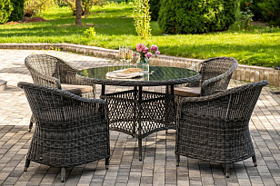 Обеденная группа 4SIS Равенна Цвет: графит для дачи Обеденная группа 4SIS Равенна Цвет: графит, садовая мебель