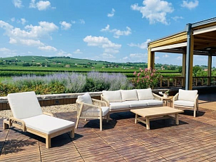 Шезлонг деревянный с матрасом Tagliamento Rimini , садовая мебель