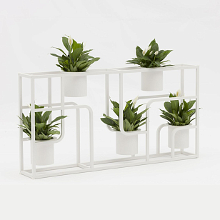 Стеллаж цветочный с кашпо Brafritid Skara белый, садовая мебель