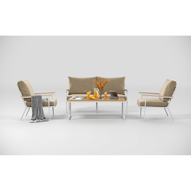 Лаунж зона Gardenini Premium Calma Белый / Бежевый 