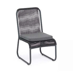 Стул из роупа 4SIS Ането, каркас темно-серый муар, роуп темно-серый, ткань темно-серая 027 для дачи Стул из роупа 4SIS Ането, каркас темно-серый муар, роуп темно-серый, ткань темно-серая 027, садовая мебель