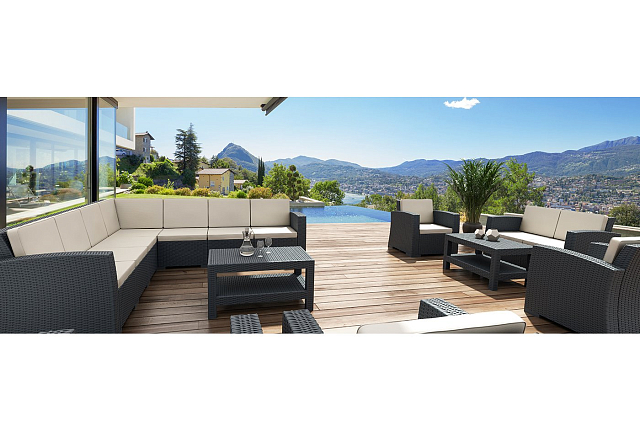 Диван плетеный с подушками Siesta Contract Monaco Lounge Цвет: антрацит 