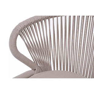 Стул 4SIS Милан из роупа, каркас белый шагрень, роуп светло-серый, ткань бежевая, садовая мебель