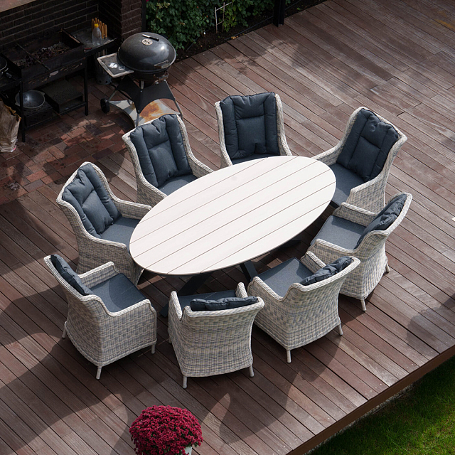 Обеденный комплект Lite Lugano и 8 кресел Bergamo Цвет: серый 