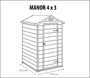 Пластиковый сарай Keter Manor 4x3 для сада и загородного дома Пластиковый сарай Keter Manor 4x3, уличное оборудование