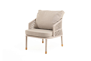 Кресло 4SIS Верона, каркас белый муар, роуп бежевый, ткань бежевая 052, садовая мебель