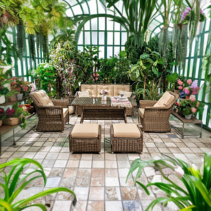 Лаунж зона Joygarden Opal с оттоманками, садовая мебель