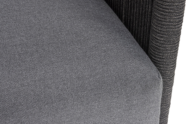 Кресло 4SIS Джелло, каркас алюминий темно-серый (RAL7024) муар, роуп темно-серый круглый, ткань темно-серая 027 