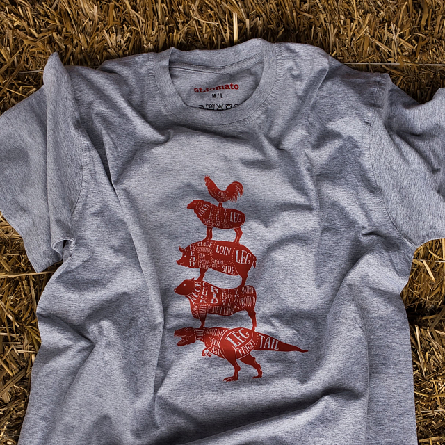 Одежда и аксессуары Футболка St.Tomato с двухсторонней печатью Butcher cuts scheme M/L
