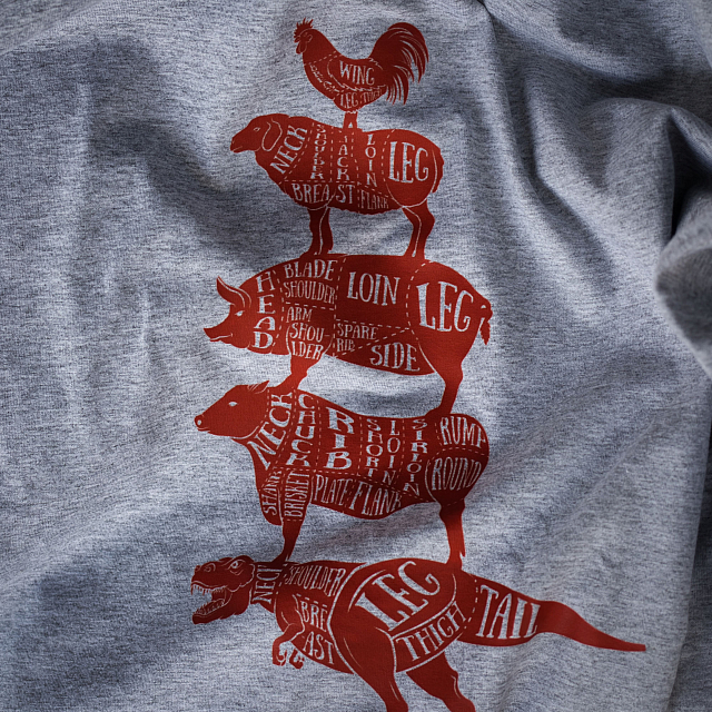 Одежда и аксессуары Футболка St.Tomato с двухсторонней печатью Butcher cuts scheme XL/XXL