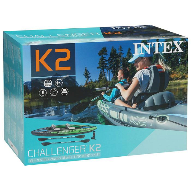 Лодка 2-местная надувная Intex Challenger К2 351 х 76 х 38 для серфинга