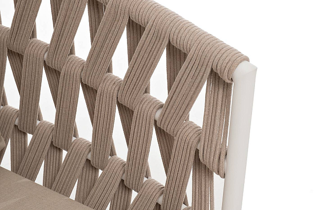 Диван 4SIS Диего 2-местный из роупа, каркас белый муар, роуп бежевый, ткань бежевая 035 