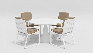 Стол Gardenini Vogle Round White для дачи Стол Gardenini Vogle Round White, садовая мебель
