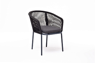 Стул 4SIS Марсель, каркас темно-серый (RAL7024) муар, роуп темно-серый, ткань темно-серая 027, садовая мебель