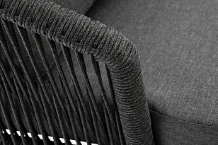 Кресло 4SIS Мадрид, каркас алюминий темно-серый муар, роуп темно-серый, ткань темно-серая 027 для дачи Кресло 4SIS Мадрид, каркас алюминий темно-серый муар, роуп темно-серый, ткань темно-серая 027, садовая мебель