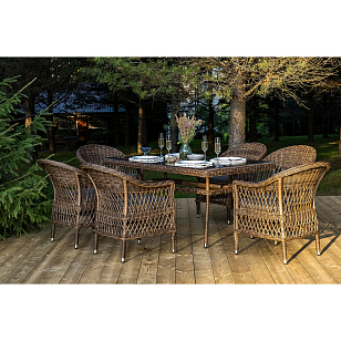Обеденная группа 4SIS Амароне на 6 персоны, цвет коричневый, садовая мебель