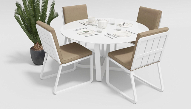 Обеденная зона Gardenini Primavera Белый / Бежевый с стульями Voglie 