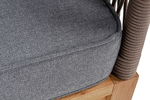 Диван 4SIS Канны 3-местный из роупа, основание дуб, роуп коричневый, ткань темно-серая, садовая мебель