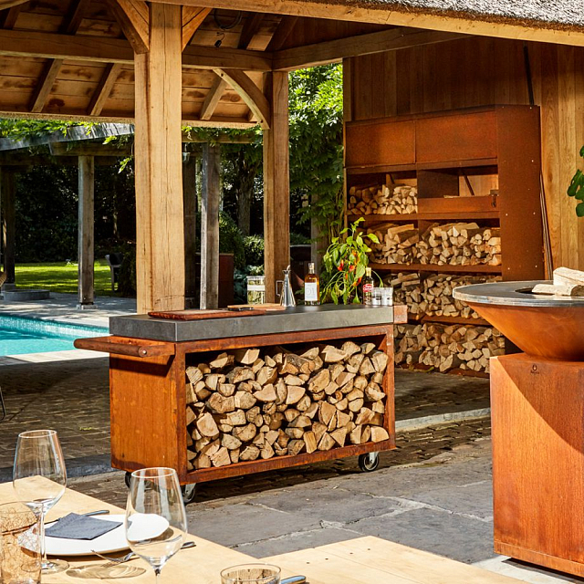 Разделочный столик с поленницей OFYR 135 с керамикой