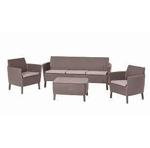 Лаунж зона Keter Salemo 3 seater set капучино, садовая мебель