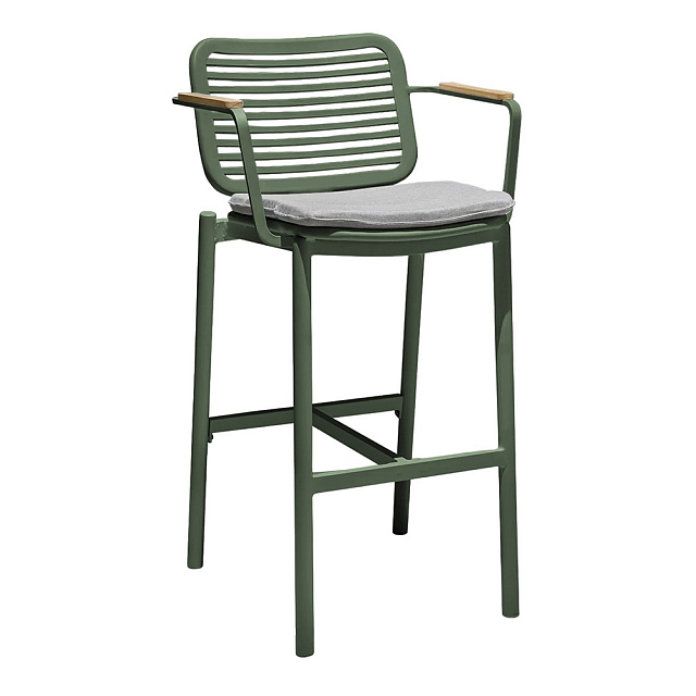 Кресло барное с подушкой Tagliamento Armona Цвет: зеленый, светло-серый 