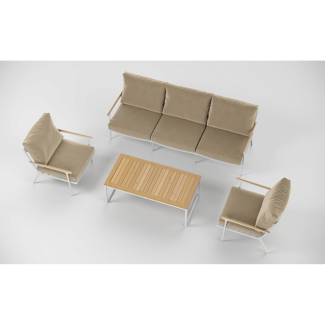 Лаунж зона Gardenini Premium Calma Long Белый / Бежевый 