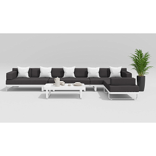 Лаунж зона Gardenini Hacienda Белый / Антрацит для дачи Лаунж зона Gardenini Hacienda Белый / Антрацит, садовая мебель