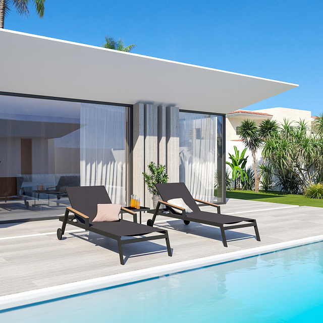 Шезлонг Ideal Patio Sponda Цвет: карбон, серый 